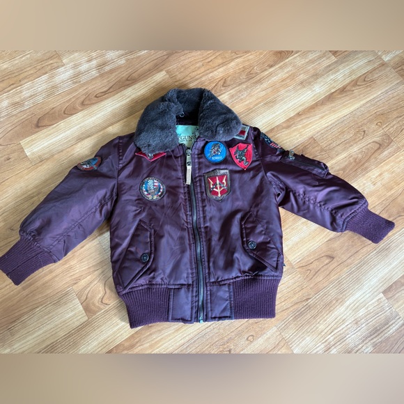 Boys Tommy Top Gun B-15 Burgundy Flight Bomber Jacket Size 4T Toddler Coat - Picture 14 of 15